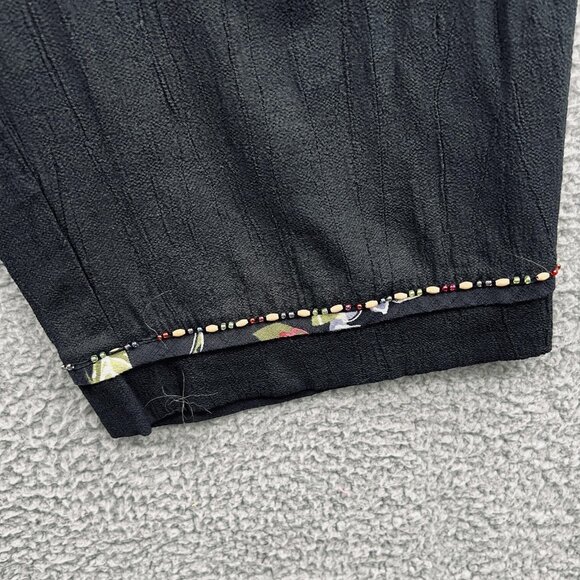 Alfred Dunner Pants Womens 12 Black Cropped Embellished Cuff Beaded Trim Rayon - Picture 3 of 9
